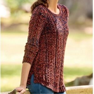 Soft Surroundings Windsor Park Two Tone Open Knit Chenille Sweater Size Small